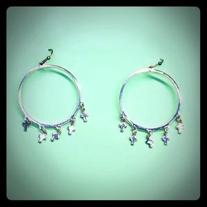 Hoop Cross Dangle Earrings